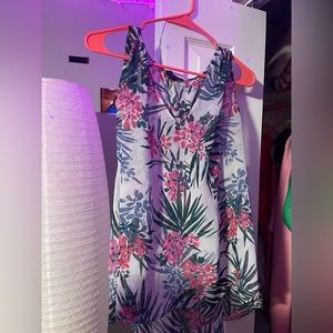 Palm tree patterned high-low blouse